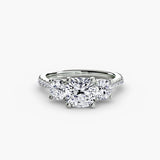 ÉTERNITÉ Cushion Cut three-stone pavé ring setting in 950 Platinum | SARATTI