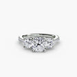 ÉTERNITÉ Cushion Cut three-stone pavé ring setting in White Gold | SARATTI
