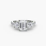 ÉTERNITÉ Emerald Cut three-stone pavé diamond ring setting in 950 Platinum | SARATTI