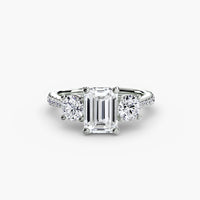 ÉTERNITÉ – Emerald Cut Three-Stone Pavé Diamond Ring Setting