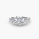 ÉTERNITÉ Heart Cut Three-Stone Pavé Ring Setting in 950 Platinum | SARATTI