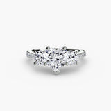 ÉTERNITÉ Heart Cut Three-Stone Pavé Ring Setting in White Gold | SARATTI
