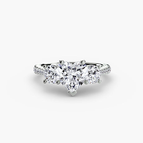 ÉTERNITÉ Heart Cut Three-Stone Pavé Ring Setting in White Gold | SARATTI