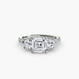 ÉTERNITÉ II – Asscher Cut Three-Stone Pavé Ring Setting in White Gold | SARATTI