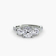 ÉTERNITÉ II Cushion Cut three-stone pavé ring setting in White Gold | SARATTI