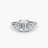 ÉTERNITÉ II Emerald Cut three-stone pavé ring setting in 950 Platinum | SARATTI
