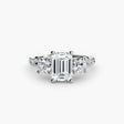 ÉTERNITÉ II Emerald Cut three-stone pavé ring setting in White Gold | SARATTI