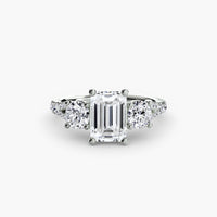 ÉTERNITÉ II – Emerald Cut Three-Stone Pavé Diamond Ring Setting
