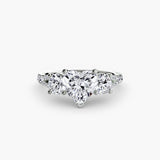 ÉTERNITÉ II Heart Cut Three-Stone Pavé Ring Setting in 950 Platinum | SARATTI