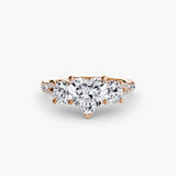 ÉTERNITÉ II Heart Cut Three-Stone Pavé Ring Setting in Rose Gold | SARATTI