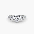 ÉTERNITÉ II Heart Cut Three-Stone Pavé Ring Setting in White Gold | SARATTI