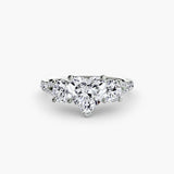 ÉTERNITÉ II Heart Cut Three-Stone Pavé Ring Setting in White Gold | SARATTI