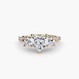 ÉTERNITÉ II Heart Cut Three-Stone Pavé Ring Setting in Yellow Gold | SARATTI
