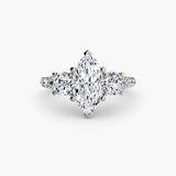 ÉTERNITÉ II – Marquise Cut Three-Stone Pavé Ring Setting in 950 Platinum | SARATTI