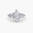 ÉTERNITÉ II – Marquise Cut Three-Stone Pavé Ring Setting in White Gold | SARATTI