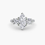 ÉTERNITÉ II – Marquise Cut Three-Stone Pavé Ring Setting in White Gold | SARATTI