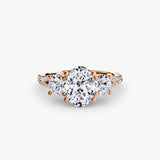 ÉTERNITÉ II Oval Cut three-stone pavé ring setting in Rose Gold | SARATTI