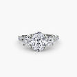 ÉTERNITÉ II Oval Cut three-stone pavé ring setting in White Gold | SARATTI