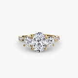 ÉTERNITÉ II Oval Cut three-stone pavé ring setting in Yellow Gold | SARATTI
