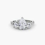 ÉTERNITÉ II – Pear Cut Three-Stone Pavé Ring Setting in 950 Platinum | SARATTI