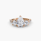 ÉTERNITÉ II – Pear Cut Three-Stone Pavé Ring Setting in Rose Gold | SARATTI