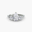 ÉTERNITÉ II – Pear Cut Three-Stone Pavé Ring Setting in White Gold | SARATTI