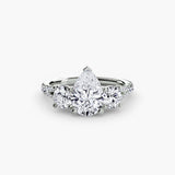 ÉTERNITÉ II – Pear Cut Three-Stone Pavé Ring Setting in White Gold | SARATTI