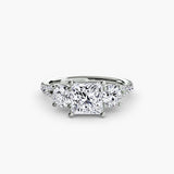 ÉTERNITÉ II – Princess Cut Three-Stone Pavé Ring Setting in 950 Platinum | SARATTI