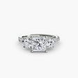 ÉTERNITÉ II – Princess Cut Three-Stone Pavé Ring Setting in White Gold | SARATTI