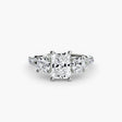 ÉTERNITÉ II Radiant Cut Three-Stone Pavé Ring Setting in White Gold | SARATTI