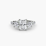 ÉTERNITÉ II Radiant Cut Three-Stone Pavé Ring Setting in White Gold | SARATTI