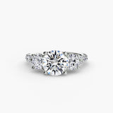 ÉTERNITÉ II – Round Cut Three-Stone Pavé Ring Setting in 950 Platinum | SARATTI