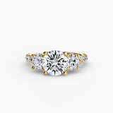 ÉTERNITÉ II – Round Cut Three-Stone Pavé Ring Setting in Yellow Gold | SARATTI