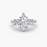 ÉTERNITÉ – Marquise Cut Three-Stone Pavé Ring Setting in White Gold | SARATTI