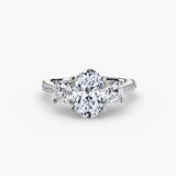 ÉTERNITÉ Oval Cut three-stone pavé ring setting in 950 Platinum | SARATTI
