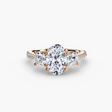 ÉTERNITÉ Oval Cut three-stone pavé ring setting in Rose Gold | SARATTI