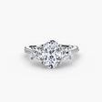 ÉTERNITÉ Oval Cut three-stone pavé ring setting in White Gold | SARATTI