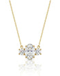 ÉTERNITÉ Oval Cut three-stone pavé necklace setting in polished white metal with 42 cm cable chain, front view | SARATTI Fine Jewelry