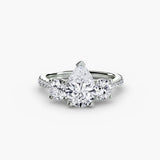 ÉTERNITÉ – Pear Cut Three-Stone Pavé Ring Setting in 950 Platinum | SARATTI