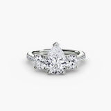 ÉTERNITÉ – Pear Cut Three-Stone Pavé Ring Setting in White Gold | SARATTI