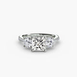 ÉTERNITÉ – Princess Cut Three-Stone Pavé Ring Setting in 950 Platinum | SARATTI