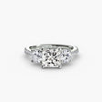 ÉTERNITÉ – Princess Cut Three-Stone Pavé Ring Setting in White Gold | SARATTI