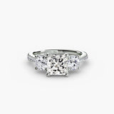 ÉTERNITÉ – Princess Cut Three-Stone Pavé Ring Setting in White Gold | SARATTI