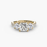ÉTERNITÉ – Princess Cut Three-Stone Pavé Ring Setting in Yellow Gold | SARATTI