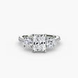 ÉTERNITÉ Radiant Cut Three-Stone Pavé Ring Setting in White Gold | SARATTI