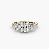 ÉTERNITÉ Radiant Cut Three-Stone Pavé Ring Setting in Yellow Gold | SARATTI