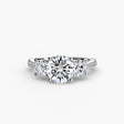 ÉTERNITÉ – Round Cut Three-Stone Pavé Ring Setting in White Gold | SARATTI