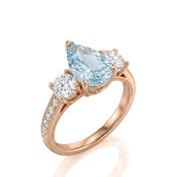 Étoile Trinity – Pear Cut Aquamarine Three-Stone Diamond Ring Setting