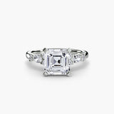 FLEUR – Asscher Cut Floral Accent Solitaire Ring Setting in 950 Platinum | SARATTI