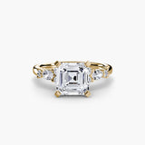FLEUR – Asscher Cut Floral Accent Solitaire Ring Setting in Yellow Gold | SARATTI